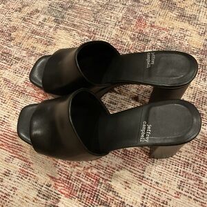 Jeffrey Campbell Black Leather Mules
